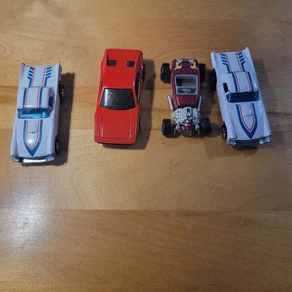 Vintage 70s Hot Wheels Lot Roadster Ferrari Thunderbird T Bird Red White 1975